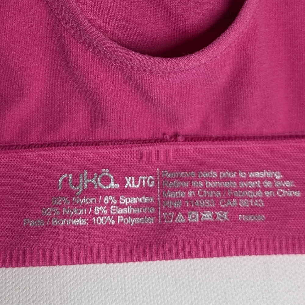 Rykä Sports Bra Seamless Strappy Back Size XL Pink Removable Pads Yoga Gym EUC - Picture 7 of 9
